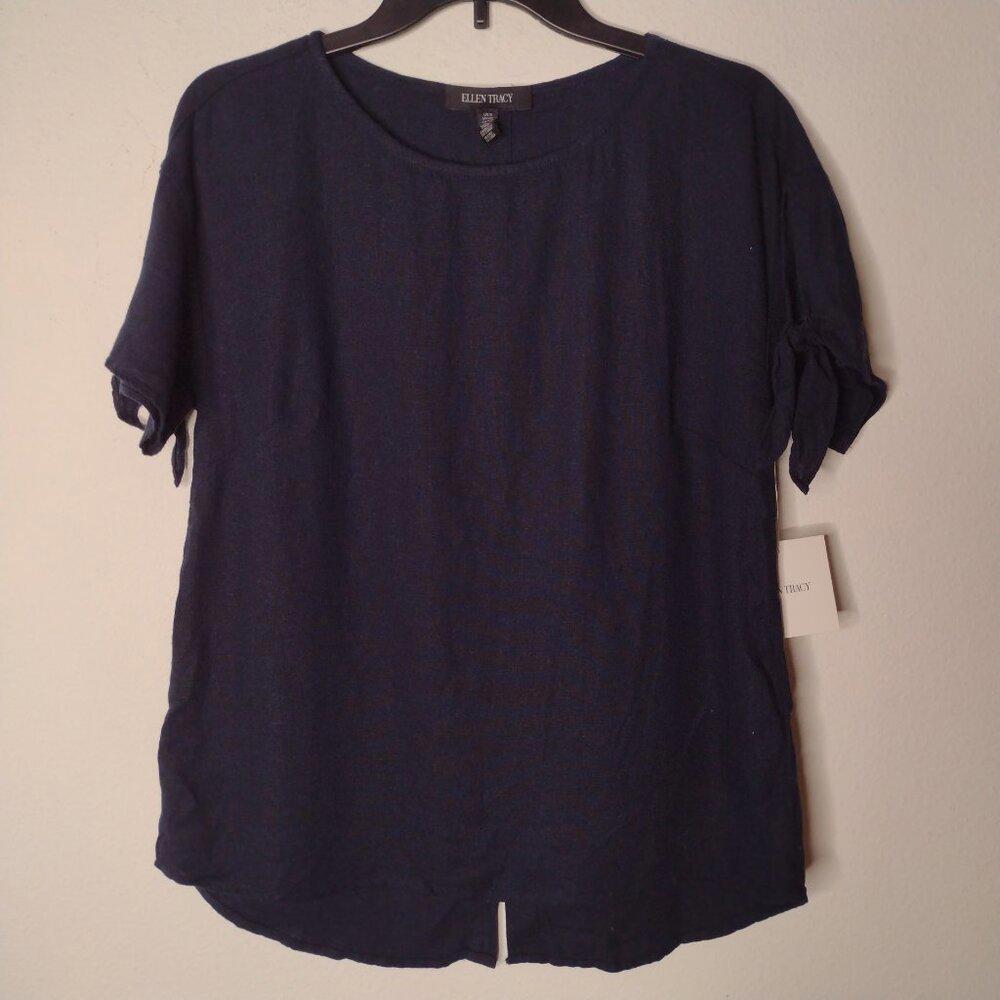NWT Ellen Tracy Women's Navy Blue Blouse Size Small